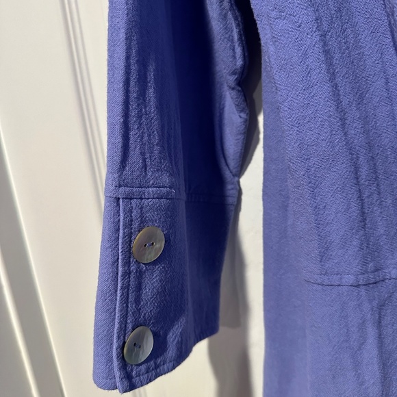 Soft Surroundings Gauze Artisan Woven Asymmetrical Tunic Top in Periwinkle- M - Picture 4 of 6
